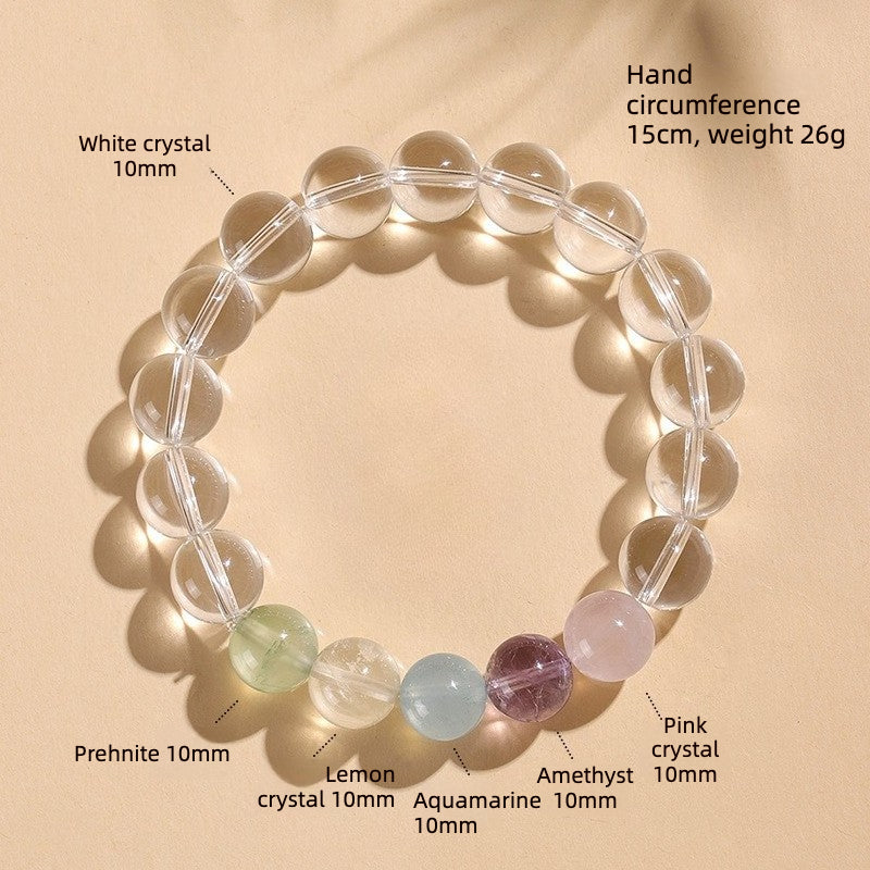 Dewery Clear Quartz & Amethyst Aquamarine Bracelet - Dainty Crystal Stack