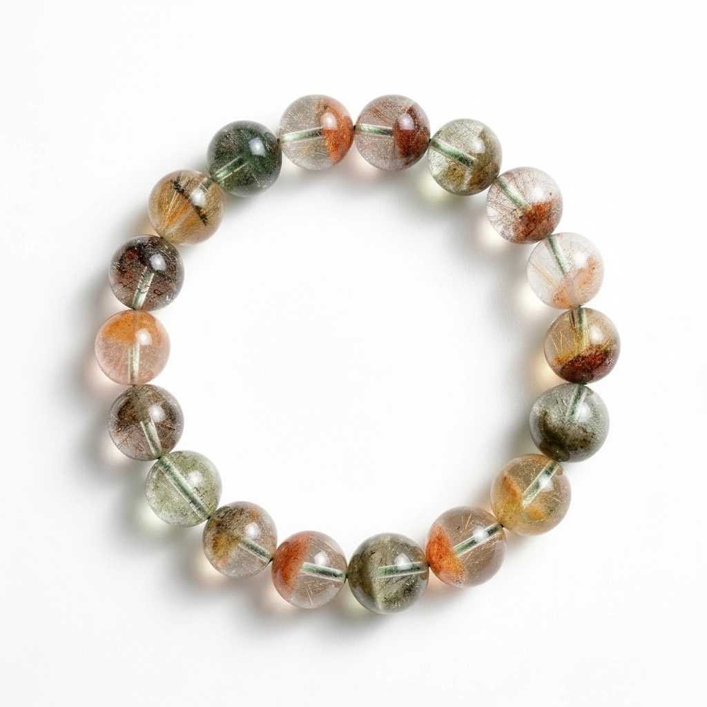 Dewery 10mm Garden Quartz Bracelet - Multicolor Lodolite Crystal