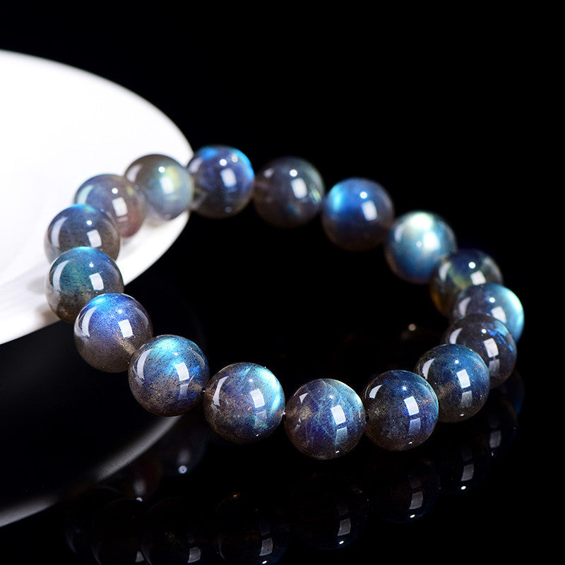 Dewery 12mm Labradorite Bracelet - Natural Blue Flash & Healing Crystal Jewelry