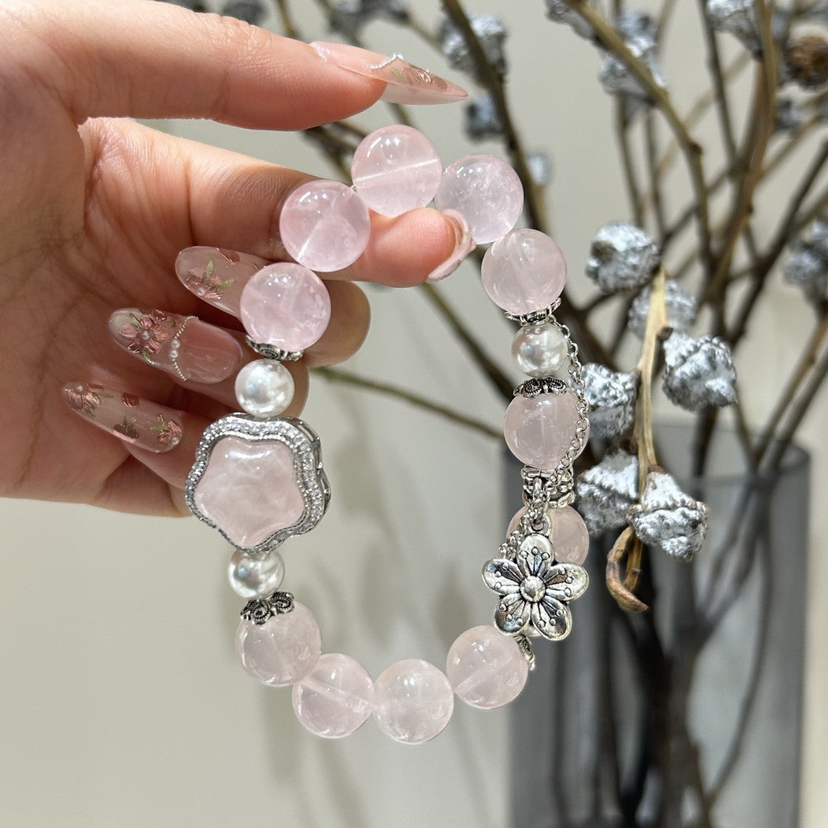 Pink Crystal Bracelet with Rhinestone Star Box & Pearls - DIY Gift
