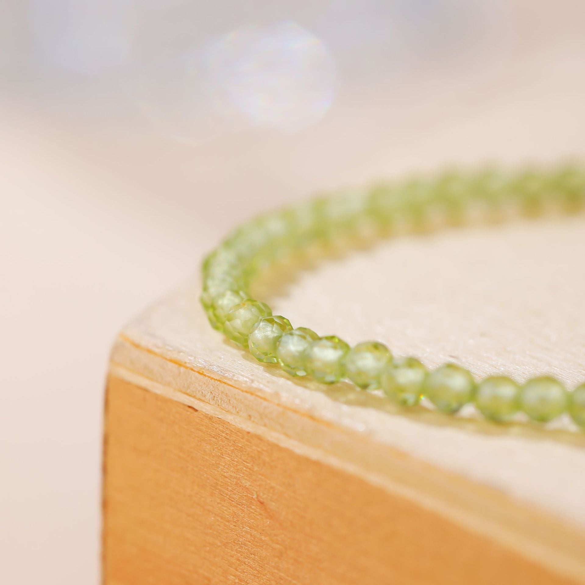 3mm Ice Peridot Faceted Bracelet - Ultra-Fine Natural Crystal