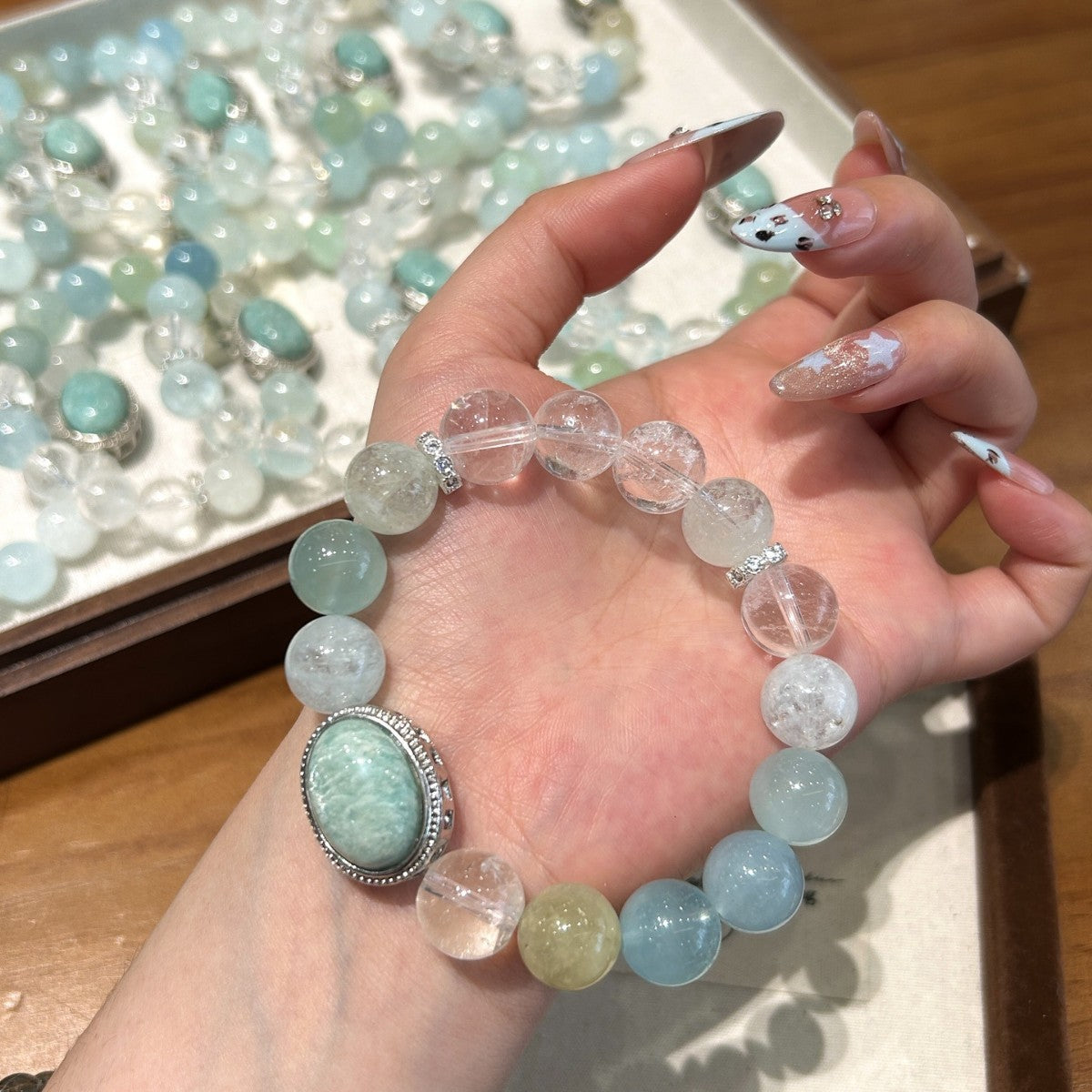 Dreamy Aquamarine & Amazonite Magic Box Bracelet - Summer Essential