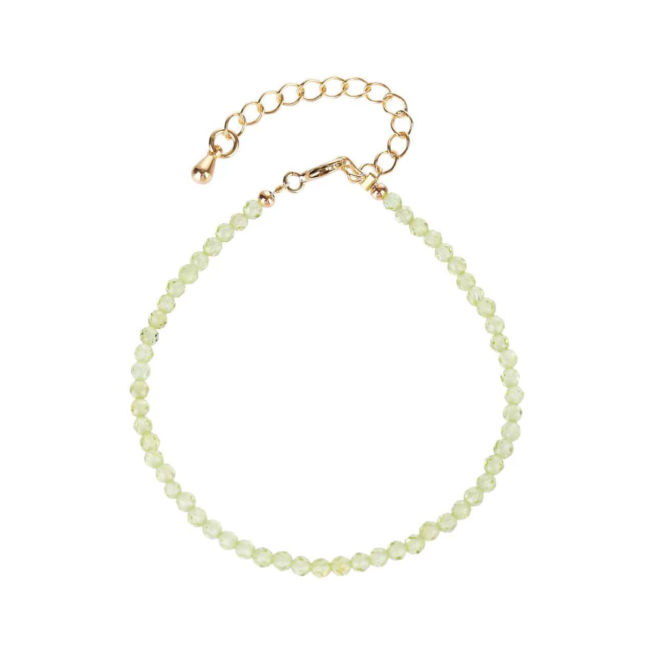 3mm Ice Peridot Faceted Bracelet - Ultra-Fine Natural Crystal