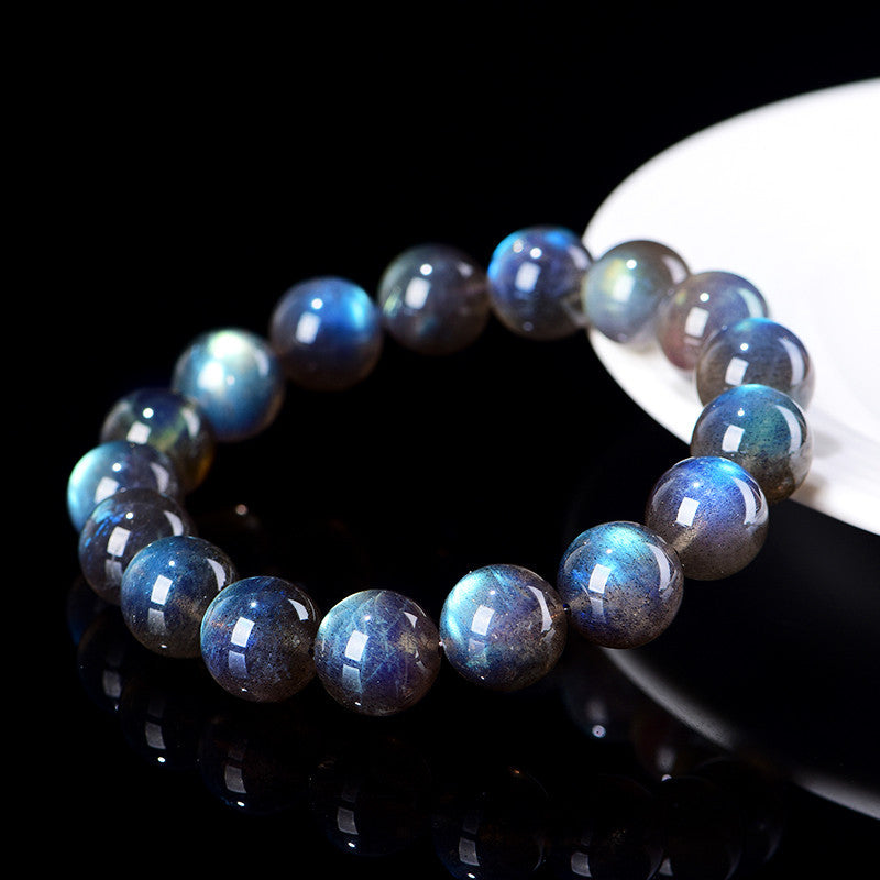 Dewery 12mm Labradorite Bracelet - Natural Blue Flash & Healing Crystal Jewelry