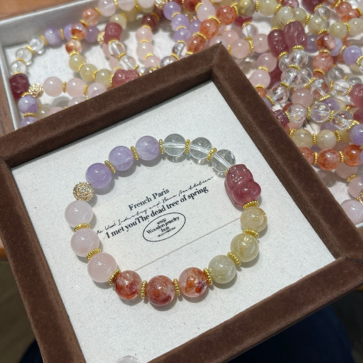 Natural Red Gum Flower Gold Rutilated Pixiu Bracelet