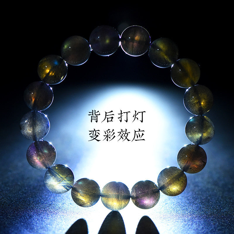 Dewery 12mm Labradorite Bracelet - Natural Blue Flash & Healing Crystal Jewelry