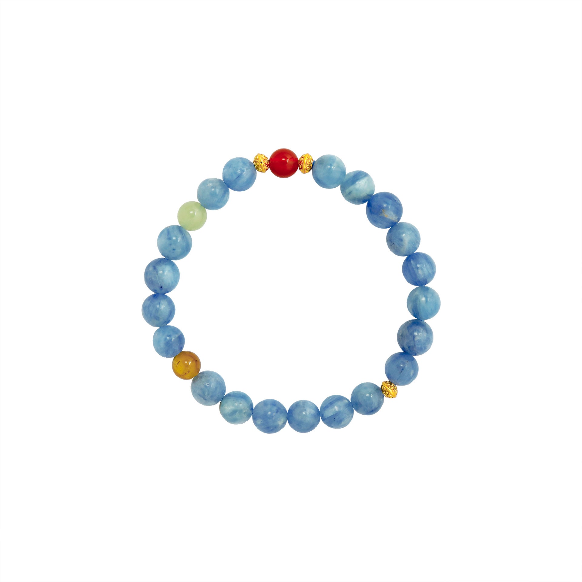 Natural Blue Kyanite & Tiger Eye Chinese Style Bracelet