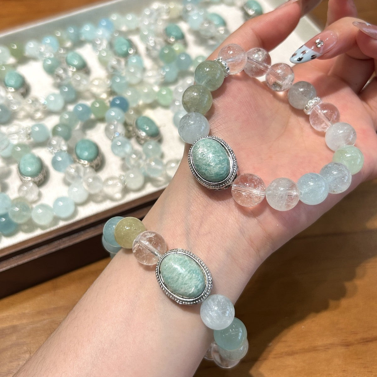 Dreamy Aquamarine & Amazonite Magic Box Bracelet - Summer Essential