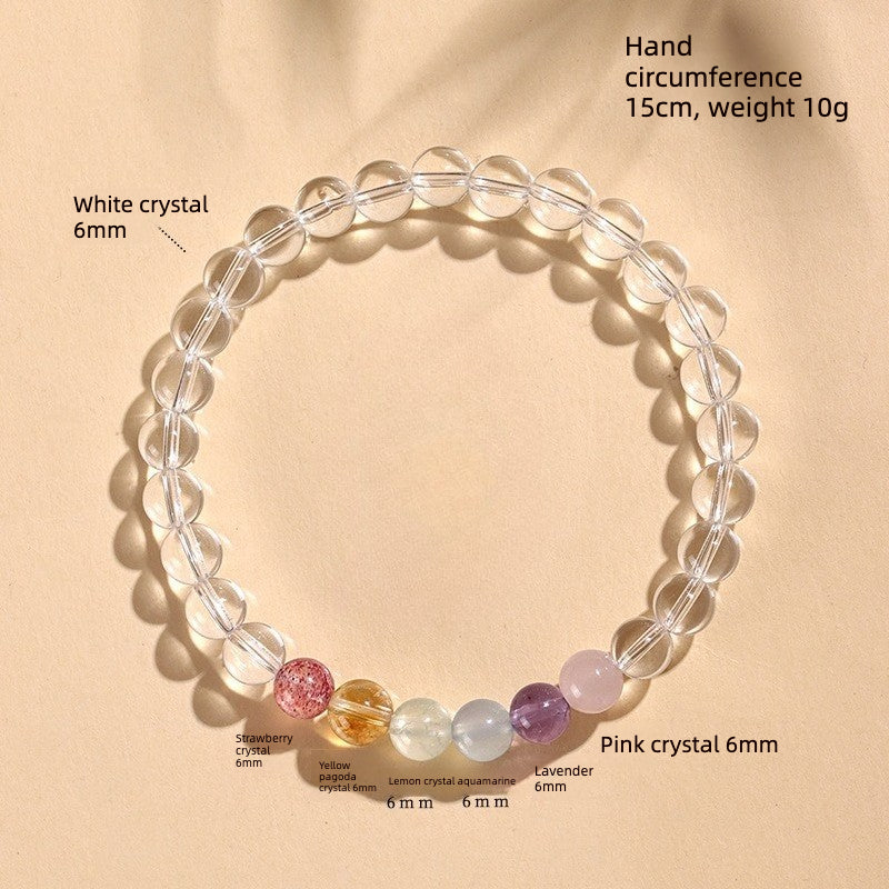 Dewery Clear Quartz & Amethyst Aquamarine Bracelet - Dainty Crystal Stack