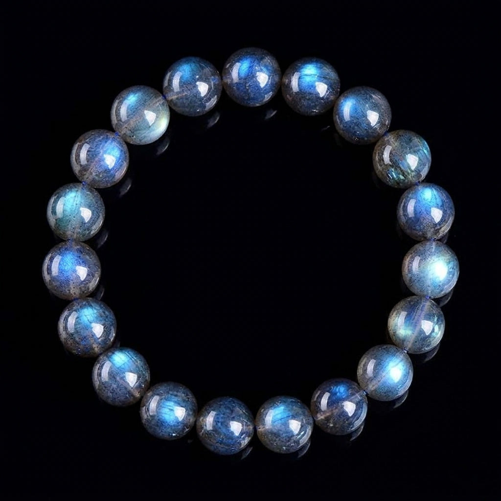 Dewery 12mm Labradorite Bracelet - Natural Blue Flash & Healing Crystal Jewelry