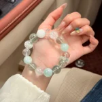 Green Fluorite & Aquamarine Bracelet | Heart Chakra Healing Piece - Image 2