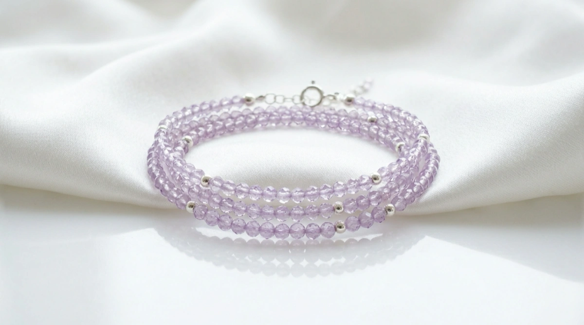 Hand-assembled healing crystal jewelry for mom featuring genuine moonstone and raw amethyst beads, ideal for luxury gemstone gifts for mother's day.
