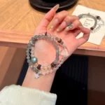 Double-Layer Crystal Bracelet: Grey Moonstone & Agarwood - Image 2