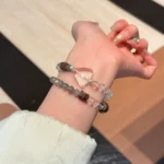 Double-Layer Crystal Bracelet: Grey Moonstone & Agarwood - Image 3
