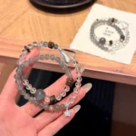 Double-Layer Crystal Bracelet: Grey Moonstone & Agarwood - Image 4