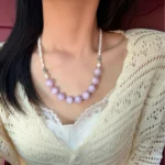 Kunzite Pearl Necklace: Elegant Lavender Statement Choker - Image 4
