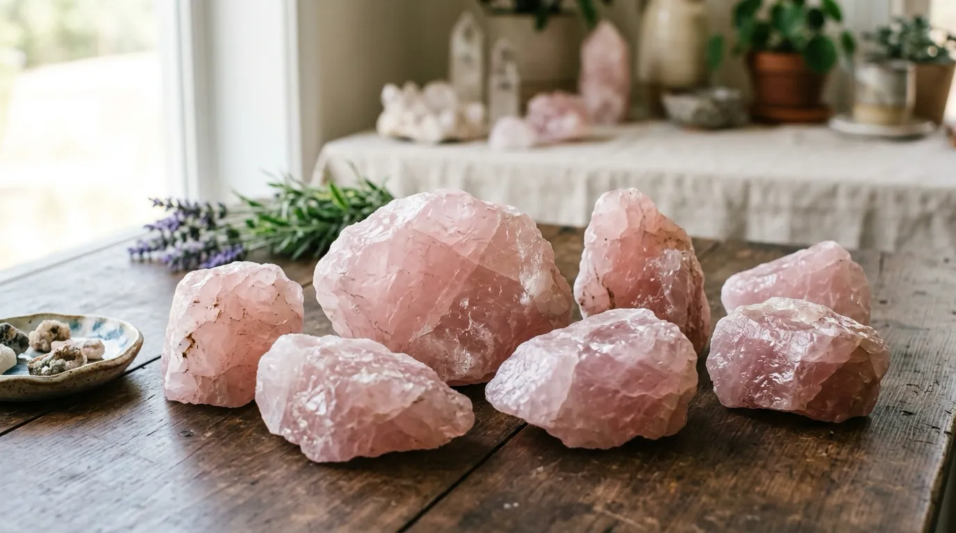 pink crystals for anxiety sleep bedside ritual with rose quartz stones
