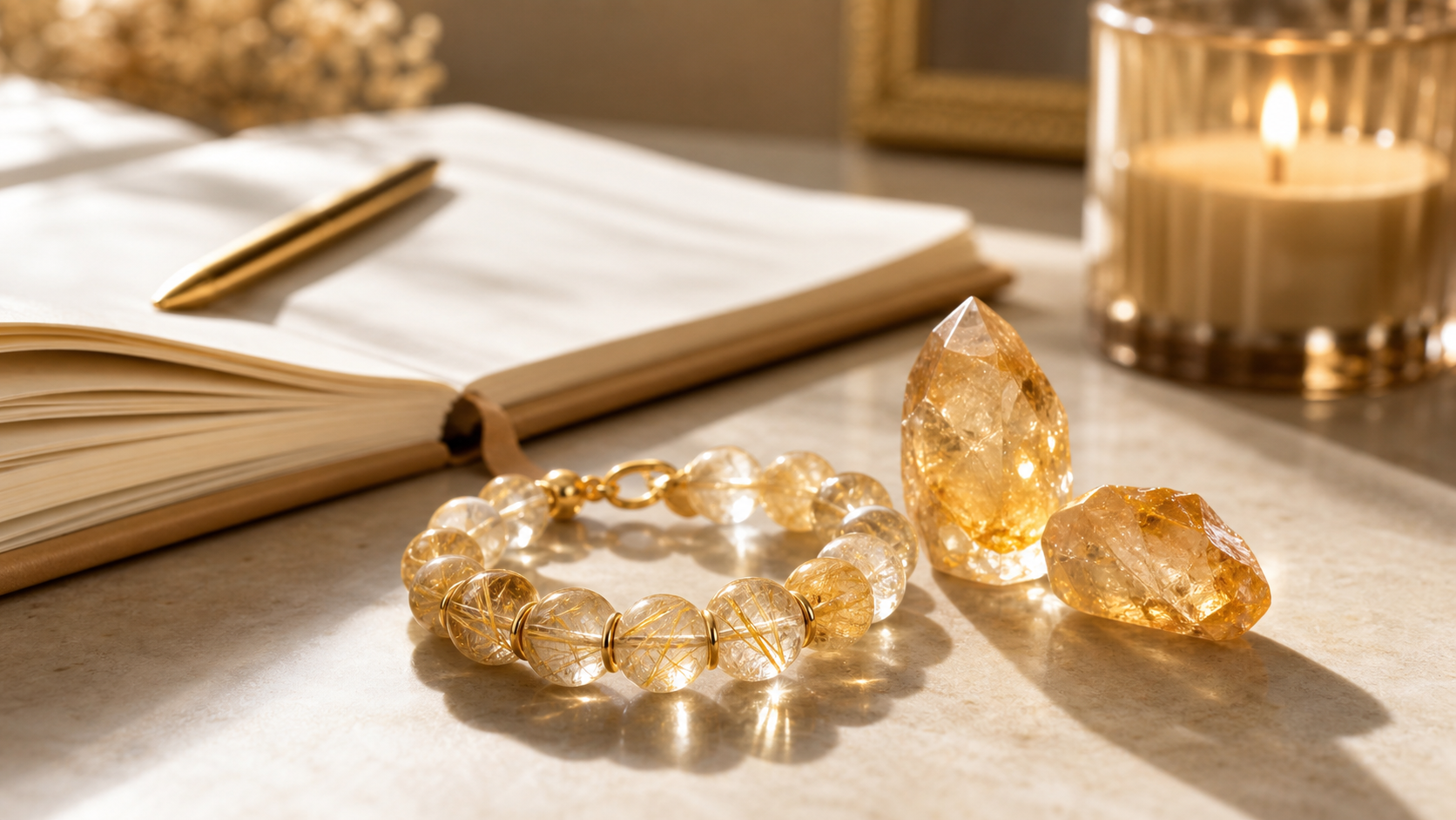 Home Jewellery 50 Crystals law of attraction bracelet with golden prosperity crystals for manifestation energy